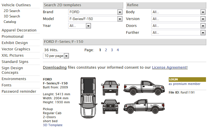 Vehicle Template Search and Download Form