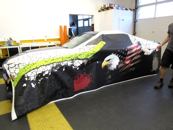 Starting the Ford Mustang eagle vehicle wrap