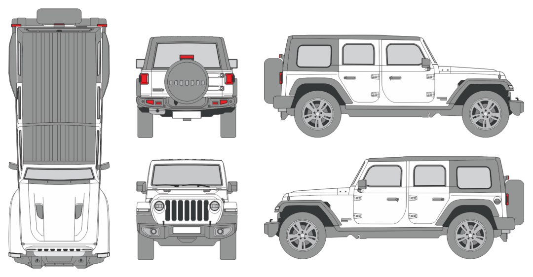 Jeep Wrangler 2019 4-Door Vehicle Template