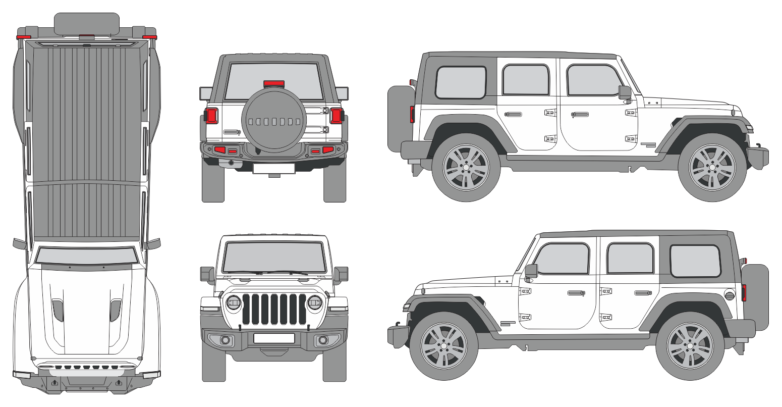 Jeep Wrangler 2019 4-Door Vehicle Template