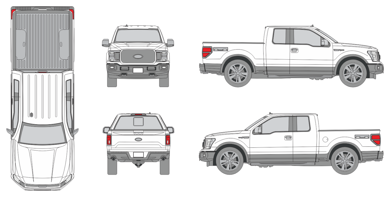 Ford F-150 Extended Cab Short Bed 2021 - Vehicle Templates Unleashed