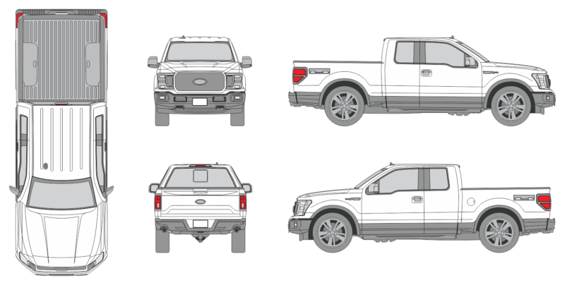 Ford F-150 Extended Cab Short Bed 2021 Pickup Template