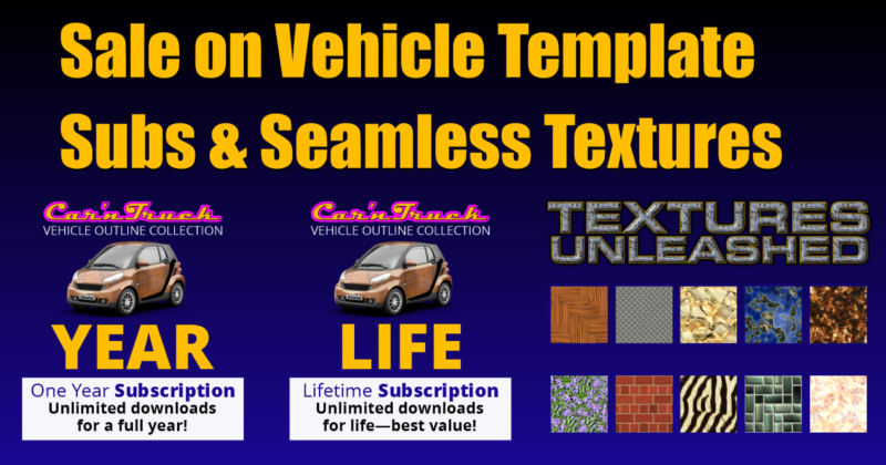 Sale on Vehicle Template Subscriptions and Seamless Textures