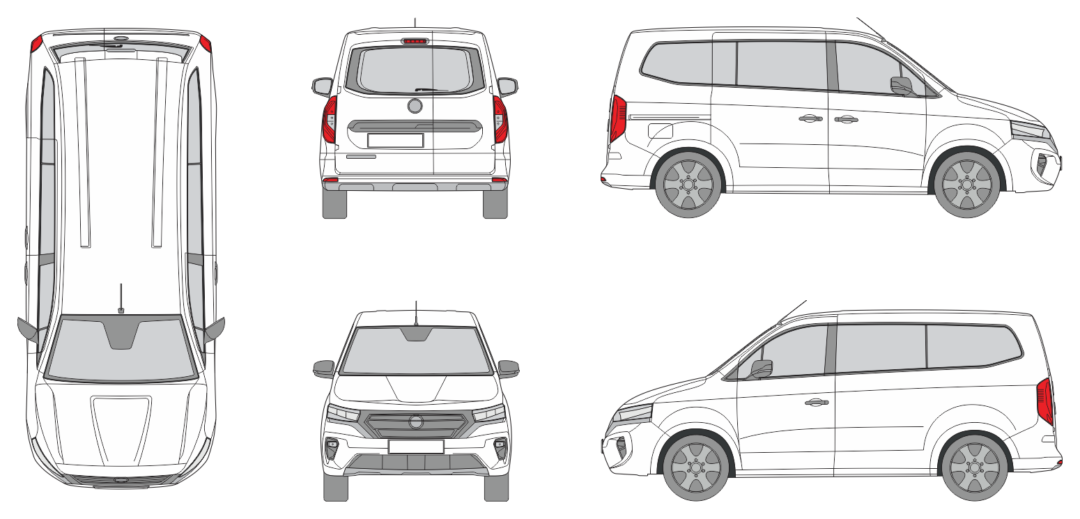 Nissan Townstar 2022 5 Door Minivan Template