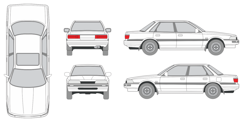 Toyota Camry 1987 Sedan Template