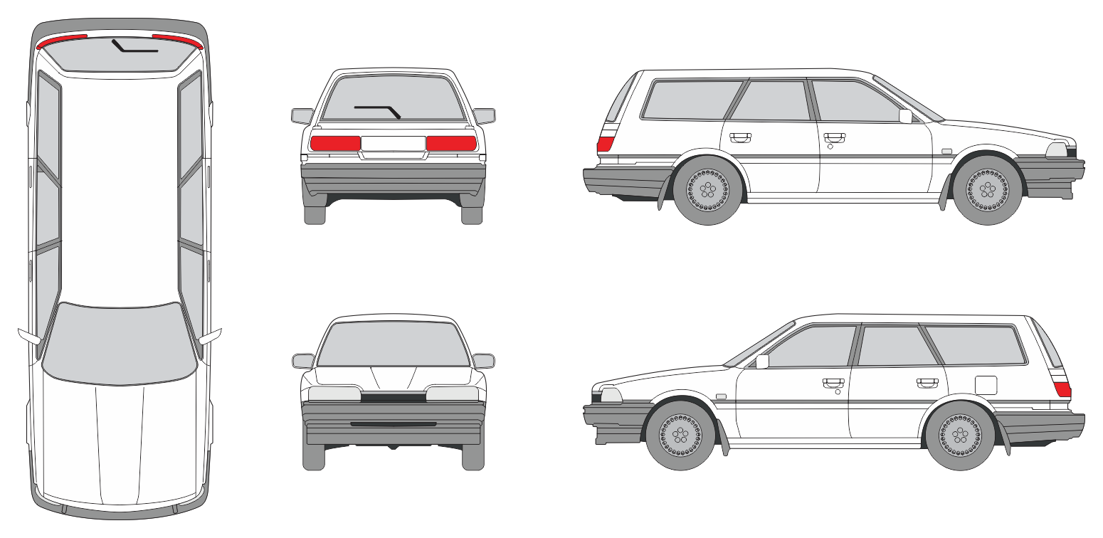 Toyota Camry 1987 Station Wagon Template