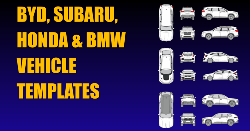 Byd, Subaru, Honda and BMW Vehicle Templates Added to Collection