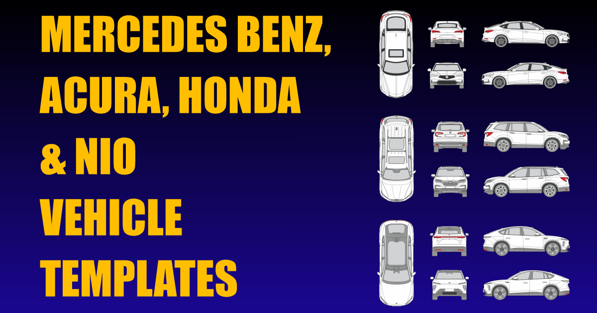 Mercedes Benz, Acura, Honda and Nio Vehicle Templates Added