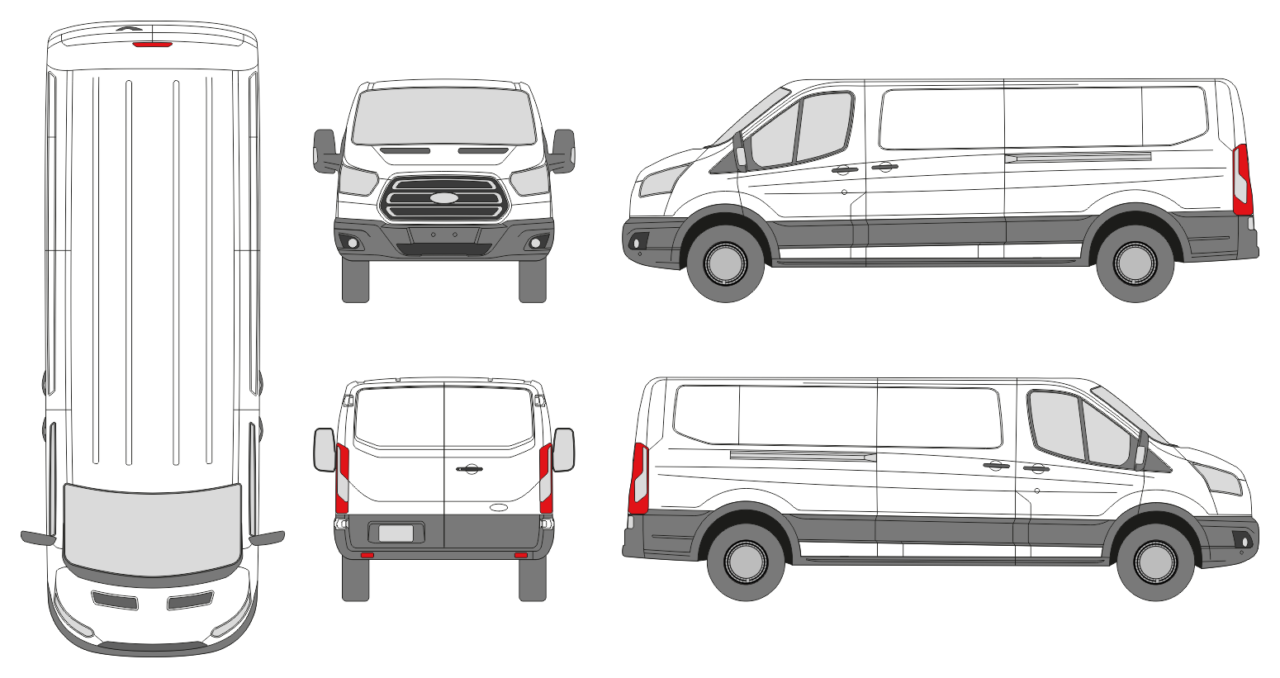 Ford Transit 2013 Van Long Slide Door RL - Vehicle Templates Unleashed