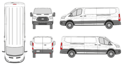 Ford Transit 2013 Van Long Slide Door RL - Vehicle Templates Unleashed