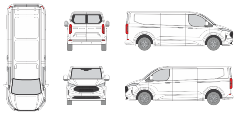 Ford Transit Custom 2023 Van Long Slide Door RL - Vehicle Templates ...