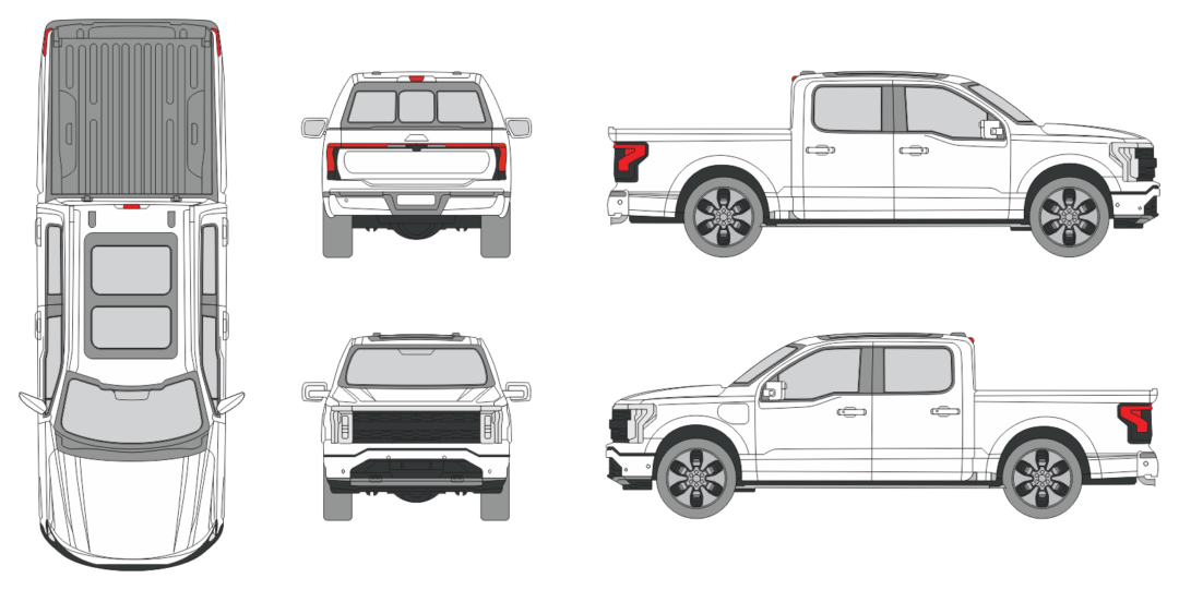 Ford F-150 Lightning 2022 Pickup Template