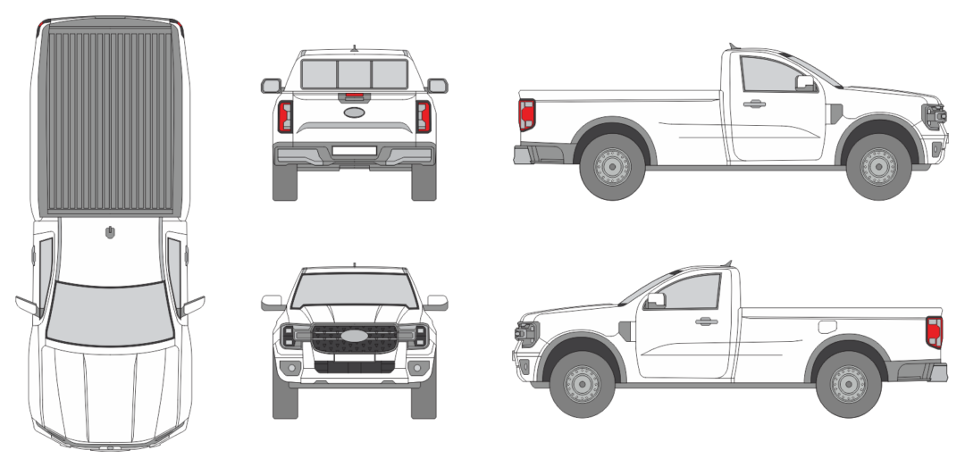 Ford Ranger 2023 Extended Cab Pickup Template