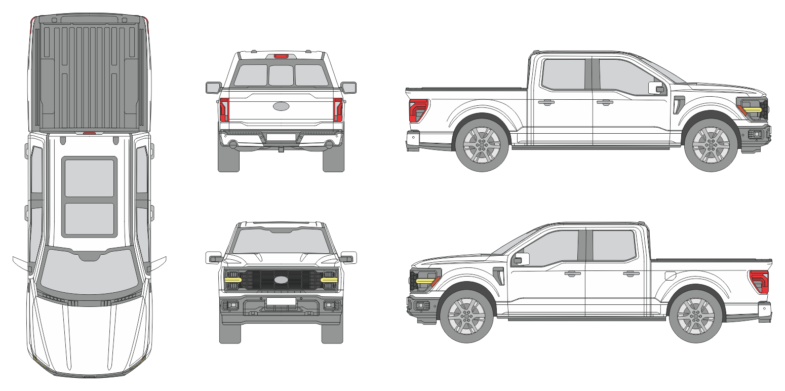 Ford F-150 2024 Crew Cab Short Bed Pickup Template