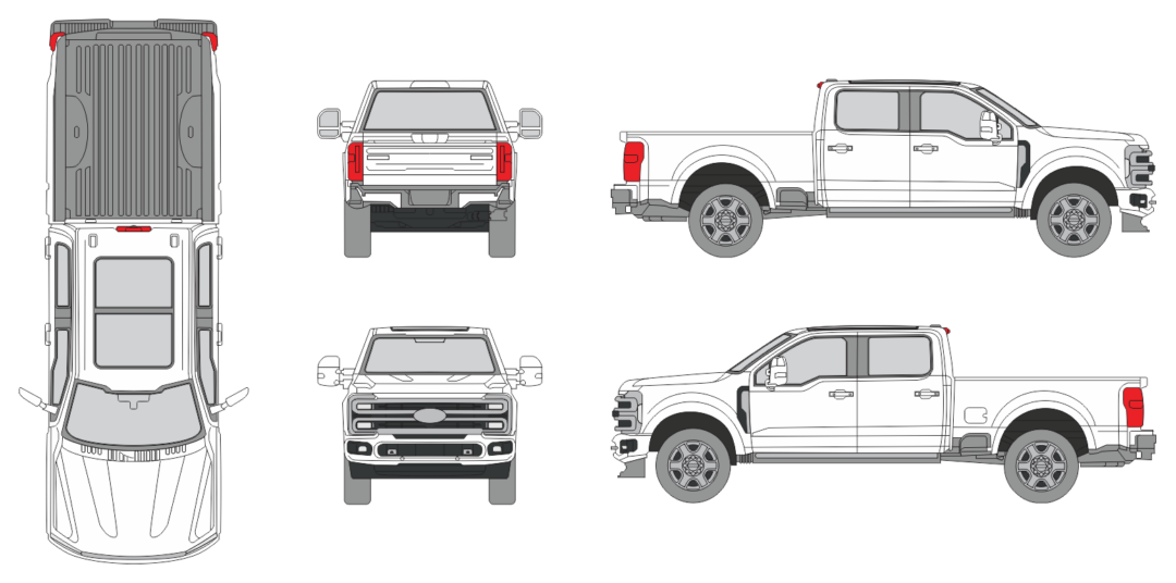 Ford F-250 2023 Crew Cab Pickup Template