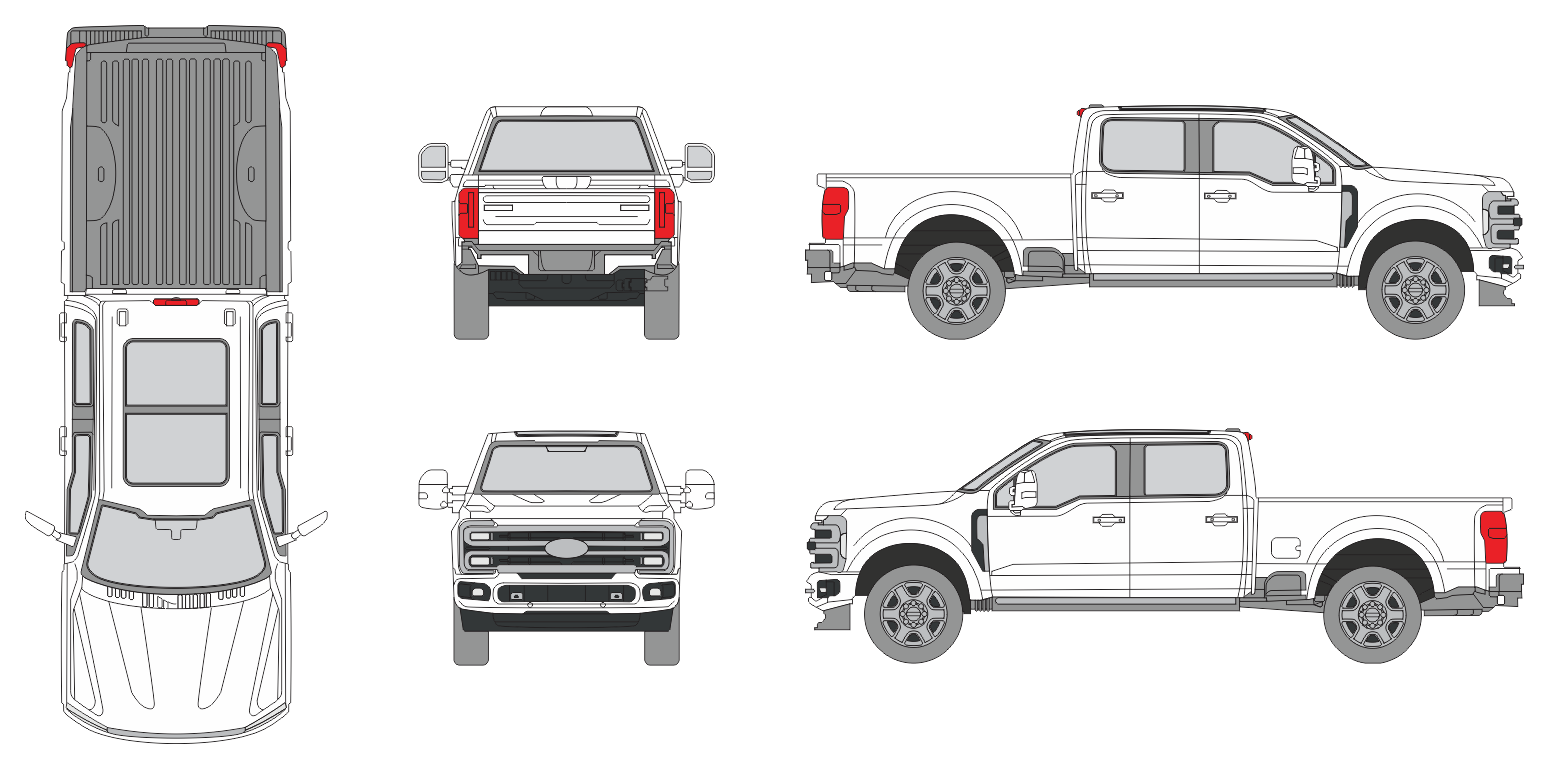 Ford F-350 2023 Crew Cab Pickup Template