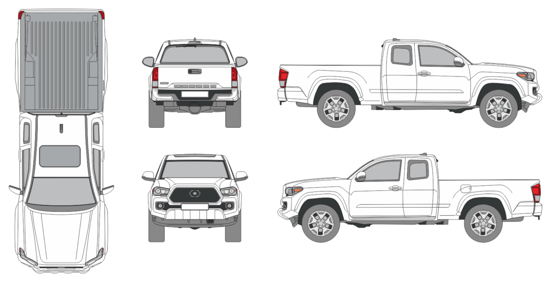Toyota Tacoma 2016 Long Bed Pickup Template