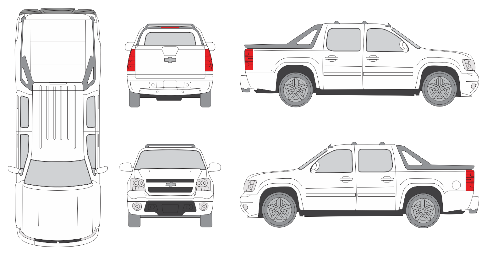 Chevrolet Avalanche 2007 Pickup Template
