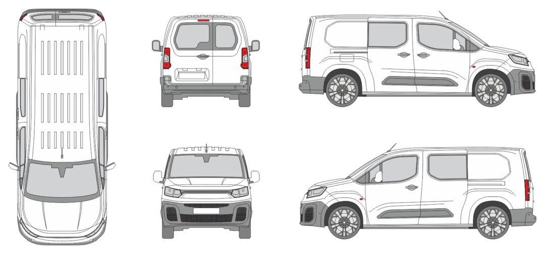 Fiat Doblo Maxi Cargo 2022 Long Slide Door R Windows Van Template
