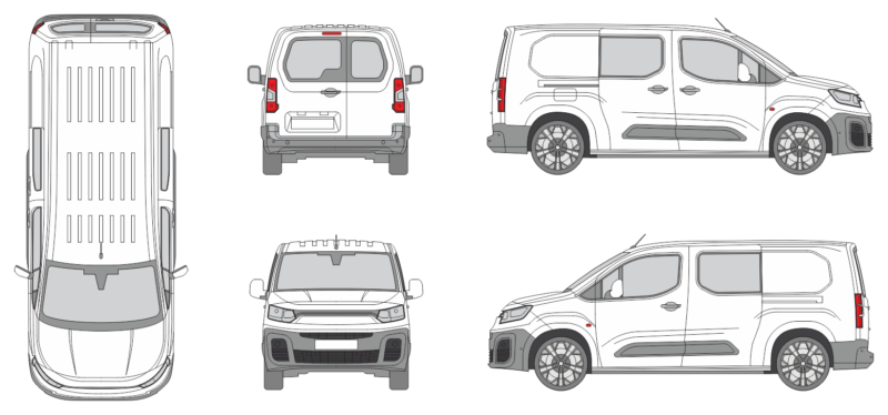 Fiat Doblo Maxi Cargo 2022 Long Slide Door R Windows Van Template