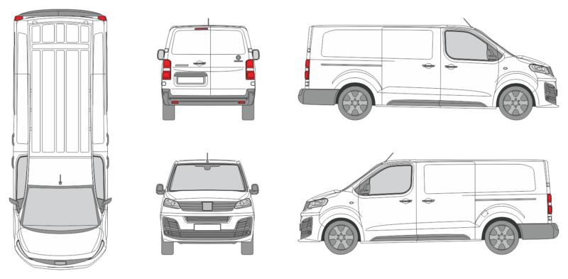 Fiat Scudo 2021 Long Slide Door RL Van Template