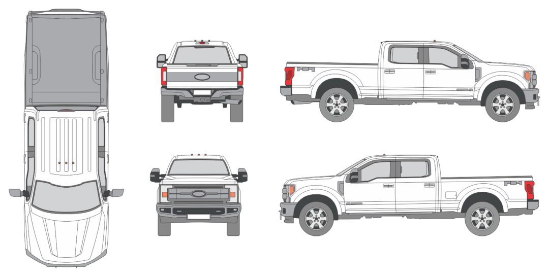 Ford F-250 2017 Crew Cab Pickup Template