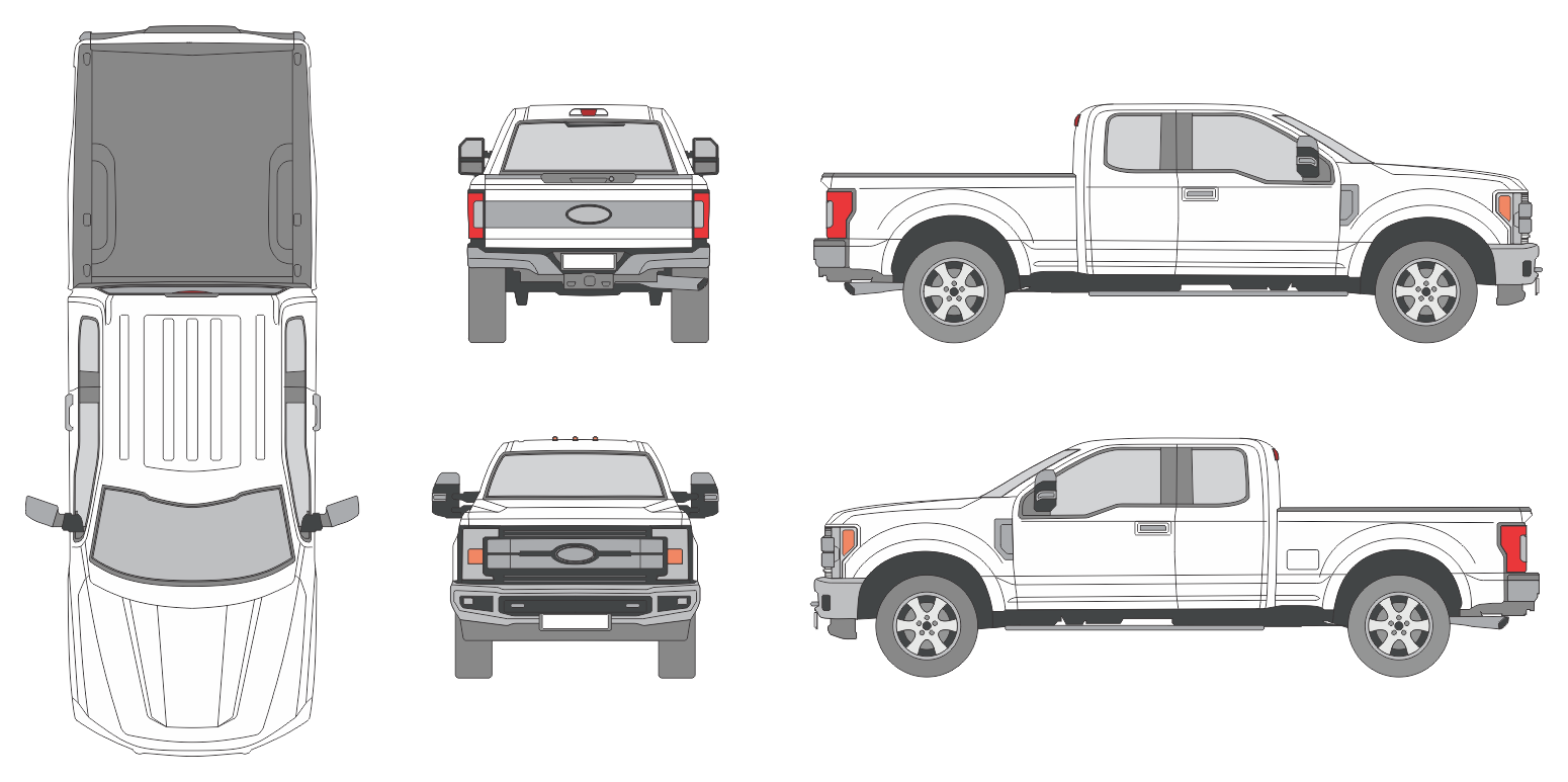 Ford F-250 2017 Extended Cab Short Bed - Vehicle Templates Unleashed