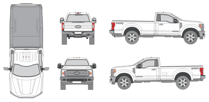 Ford F-250 2017 Regular Cab Long Bed Pickup Template