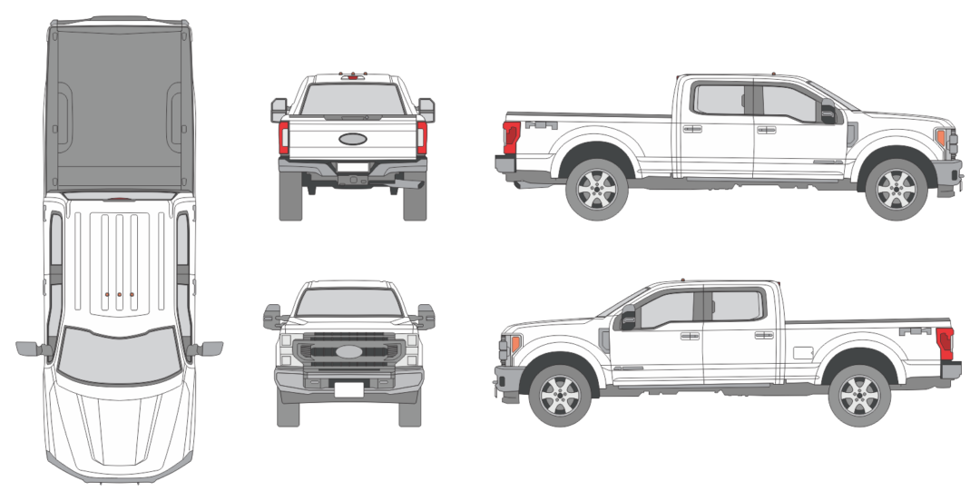 Ford F-250 2020 Crew Cab Pickup Template