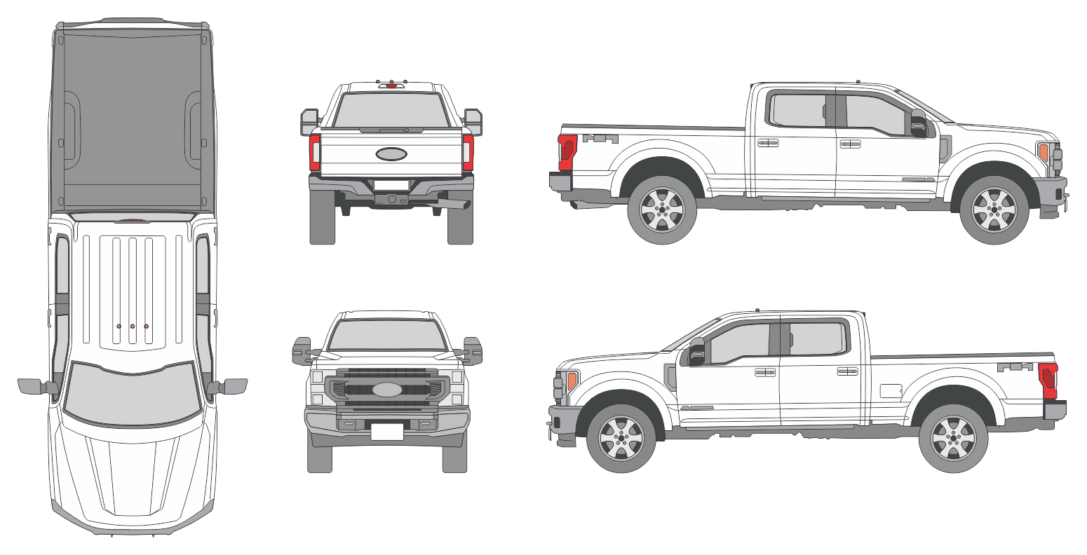 Ford F-250 2020 Crew Cab Pickup Template