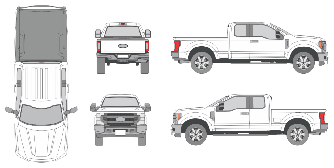 Ford F-250 2020 Extended Cab Short Bed Vehicle Templates