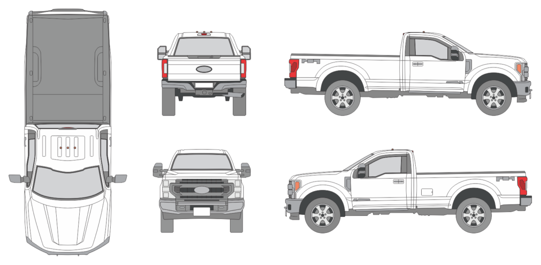 Ford F-250 2020 Regular Cab Long Bed Vehicle Templates
