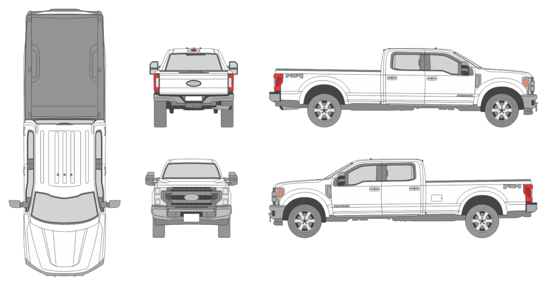 Ford F-250 2020 Crew Cab Long Bed Pickup Template