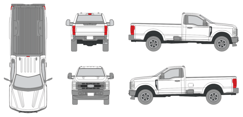 Ford F-250 2023 Regular Cab Pickup Template