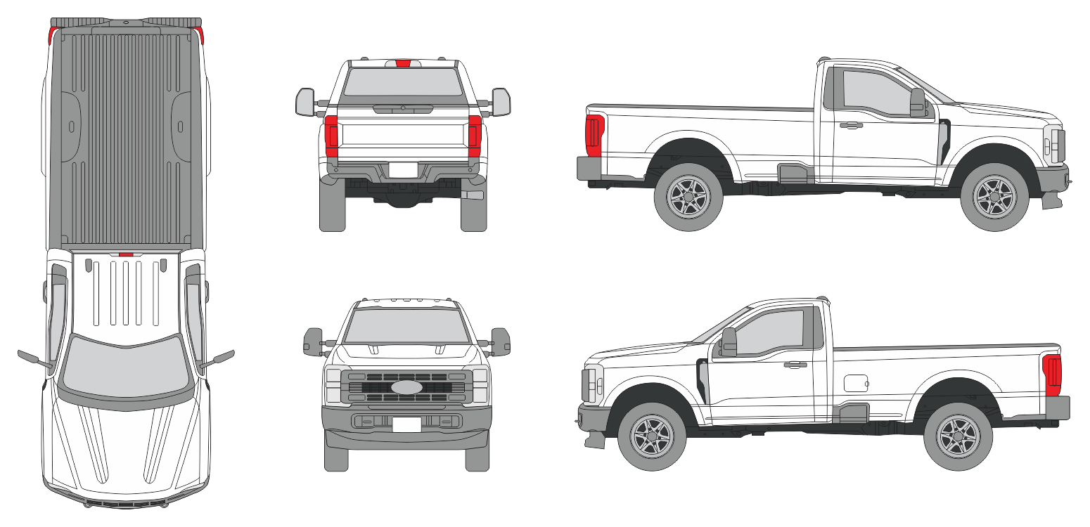 Ford F-250 2023 Regular Cab Pickup Template