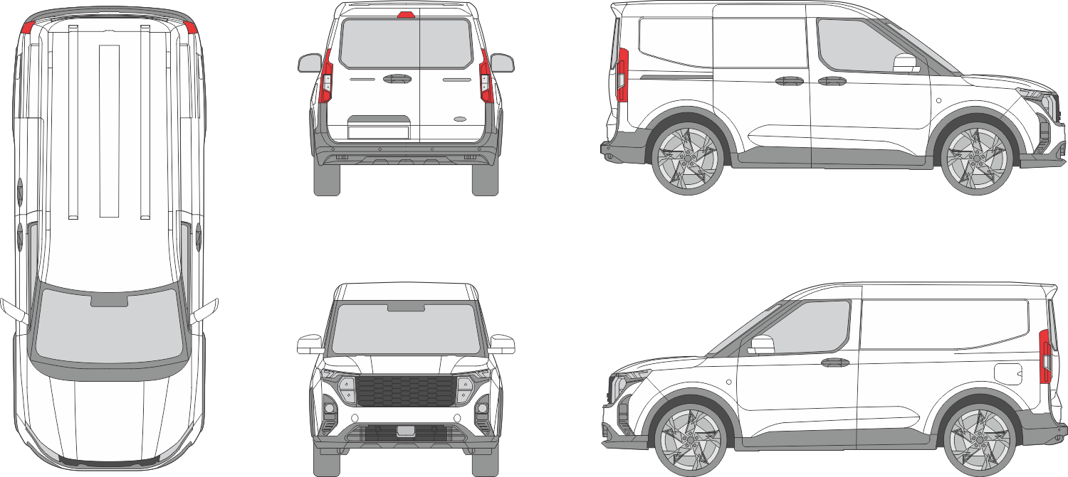 Ford Transit Courier 2023 Slide Door R Van Template