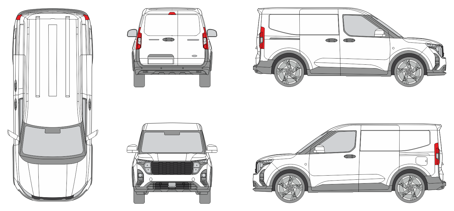 Ford Transit Courier 2023 Slide Door R Van Template