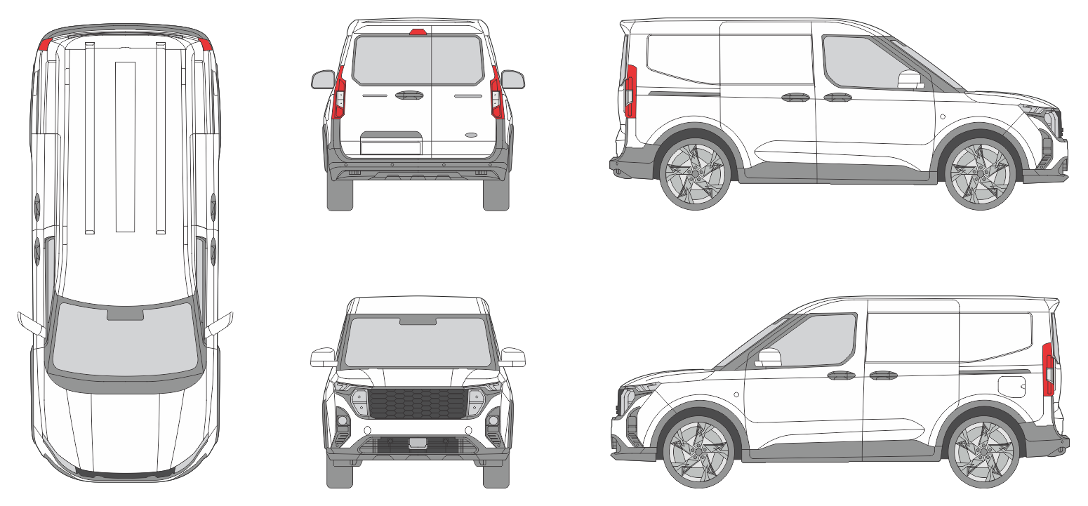 Ford Transit Courier 2023 Slide Door RL Van Template