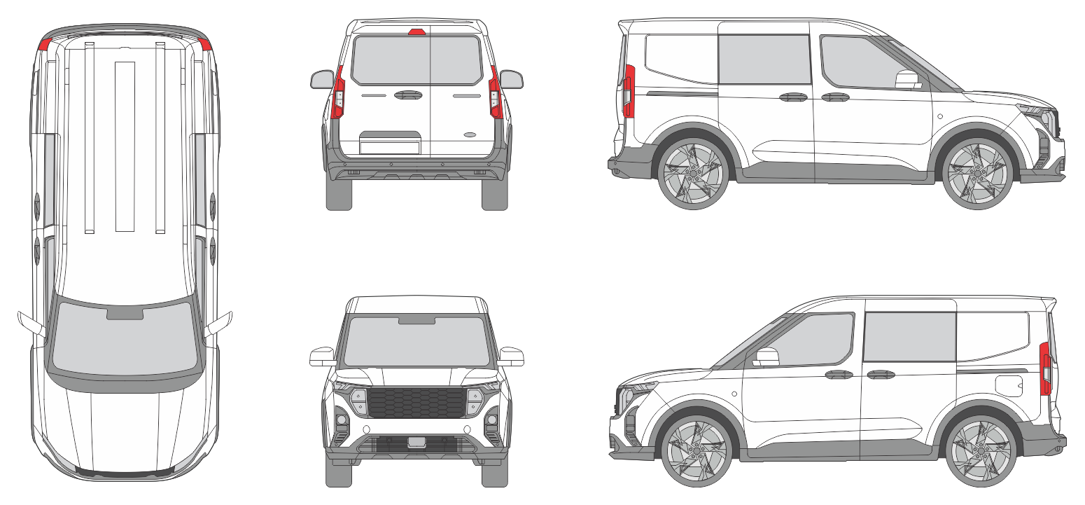 Ford Transit Courier 2023 Slide Door RL Window RL Van Template