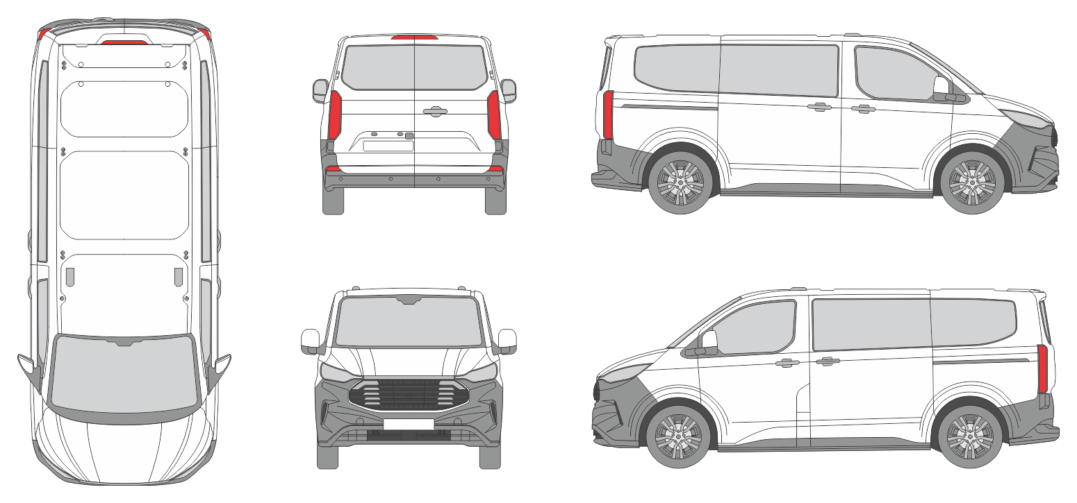 Ford Transit Custom 2023 Short Slide Door RL Van Template