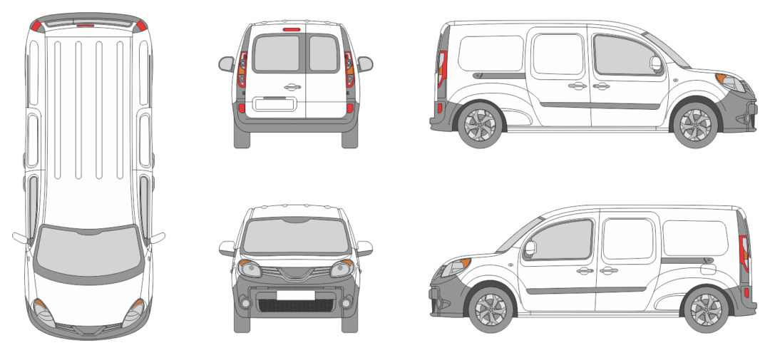 Nissan NV250 2019 Minibus Long Rear Swing Doors Slide Door RL Vehicle Template