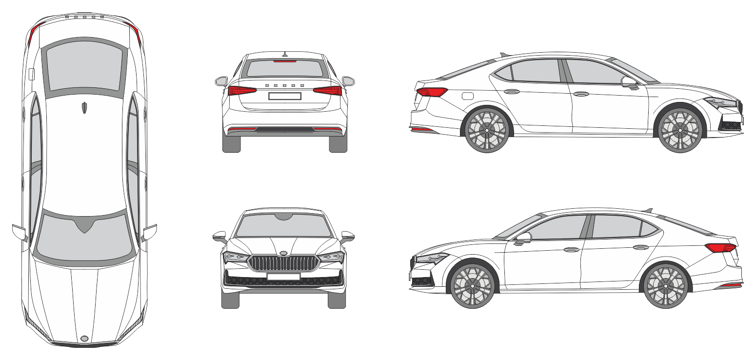 Skoda Superb 2023 Car Template