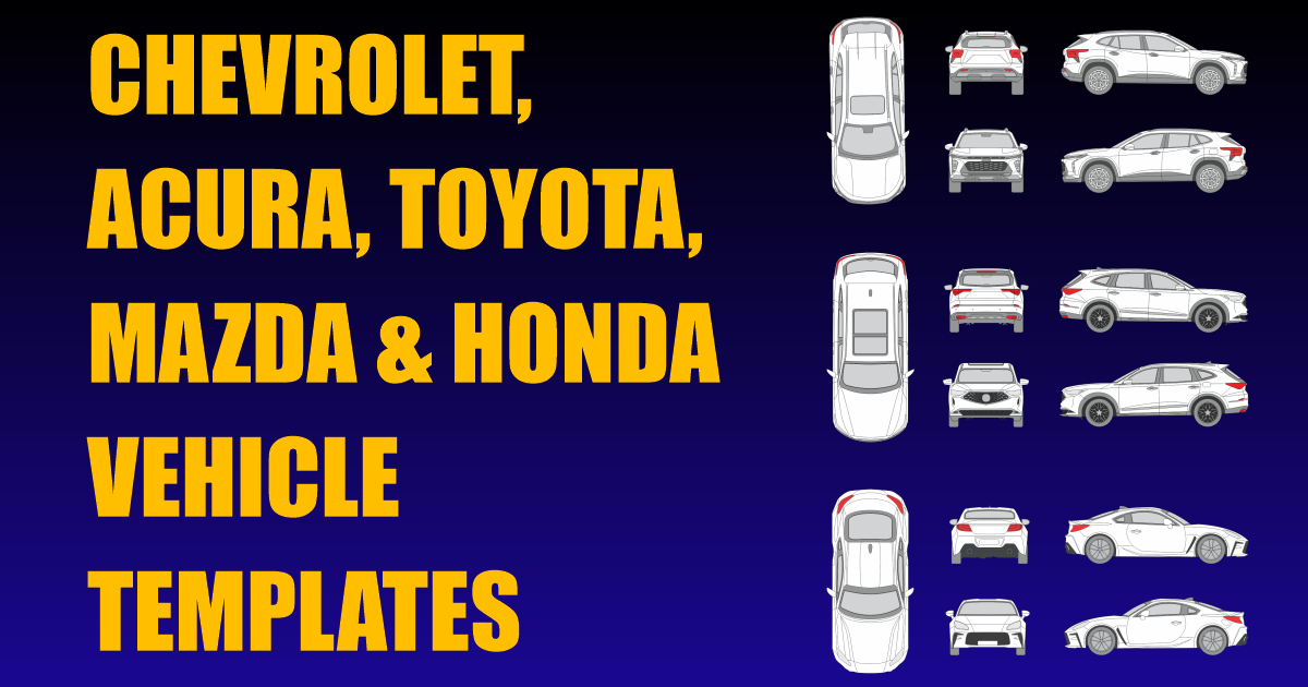 Chevrolet, Acura, Toyota, Mazda and Honda Vehicle Templates Added