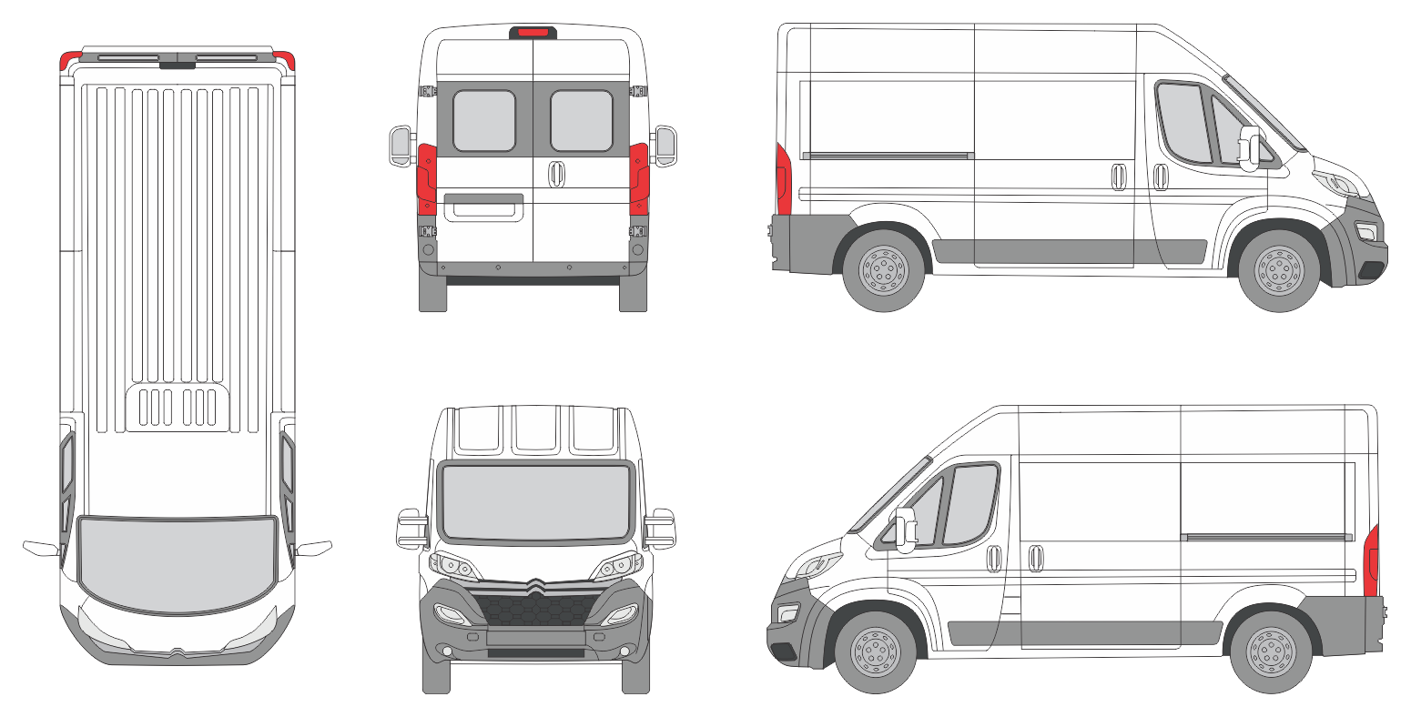 Citroen Relay 2014 Med-Long Med-High Window Van Template