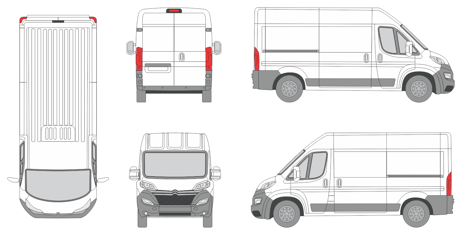 Citroen Relay 2014 Med-Long Med-High Van Template