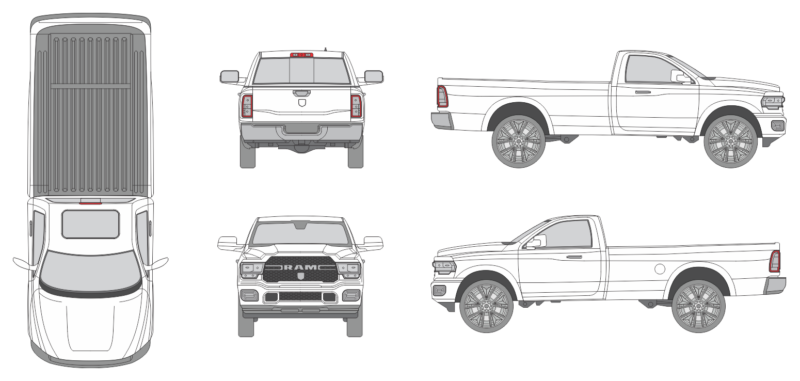 Dodge Ram 2500 2019 Long Pickup Template