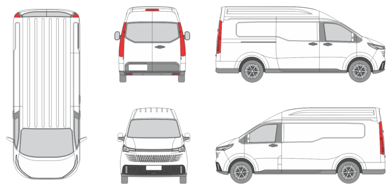 LDV eDeliver 7 2022 Long High Roof Window Slide Door R Van Template