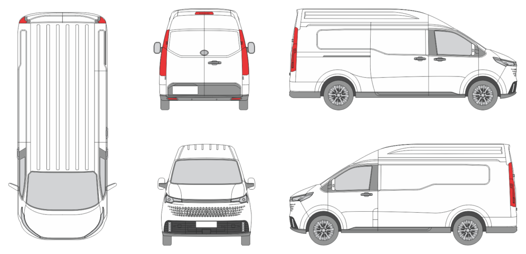 Maxus eDeliver 7 2024 Long High Roof Slide Door RL Van Template