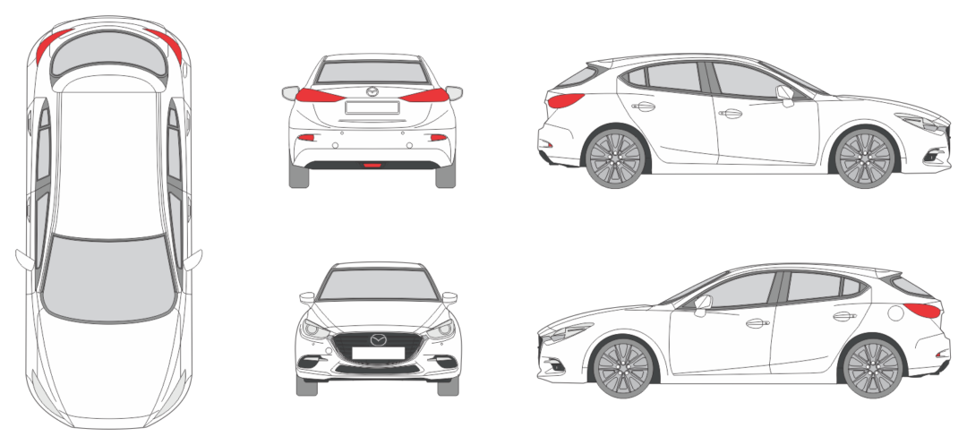 Mazda 3 2017 Hatchback Car Template