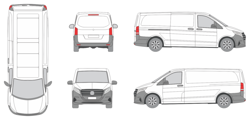 Mercedes Benz Vito 2024 Superlong Liftgate Slide Door R Van Template